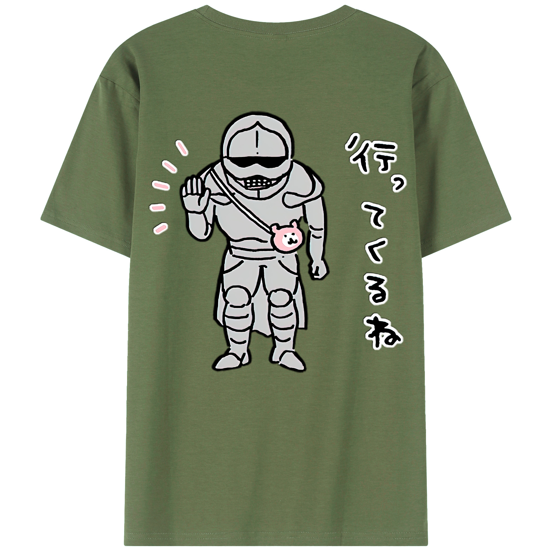 （画像用） ちいかわ 労働の鎧さん Chii-kawa Mr. Armor of Labor 綿100％ メンズ半袖Tシャツ（バックプリント） 通気性